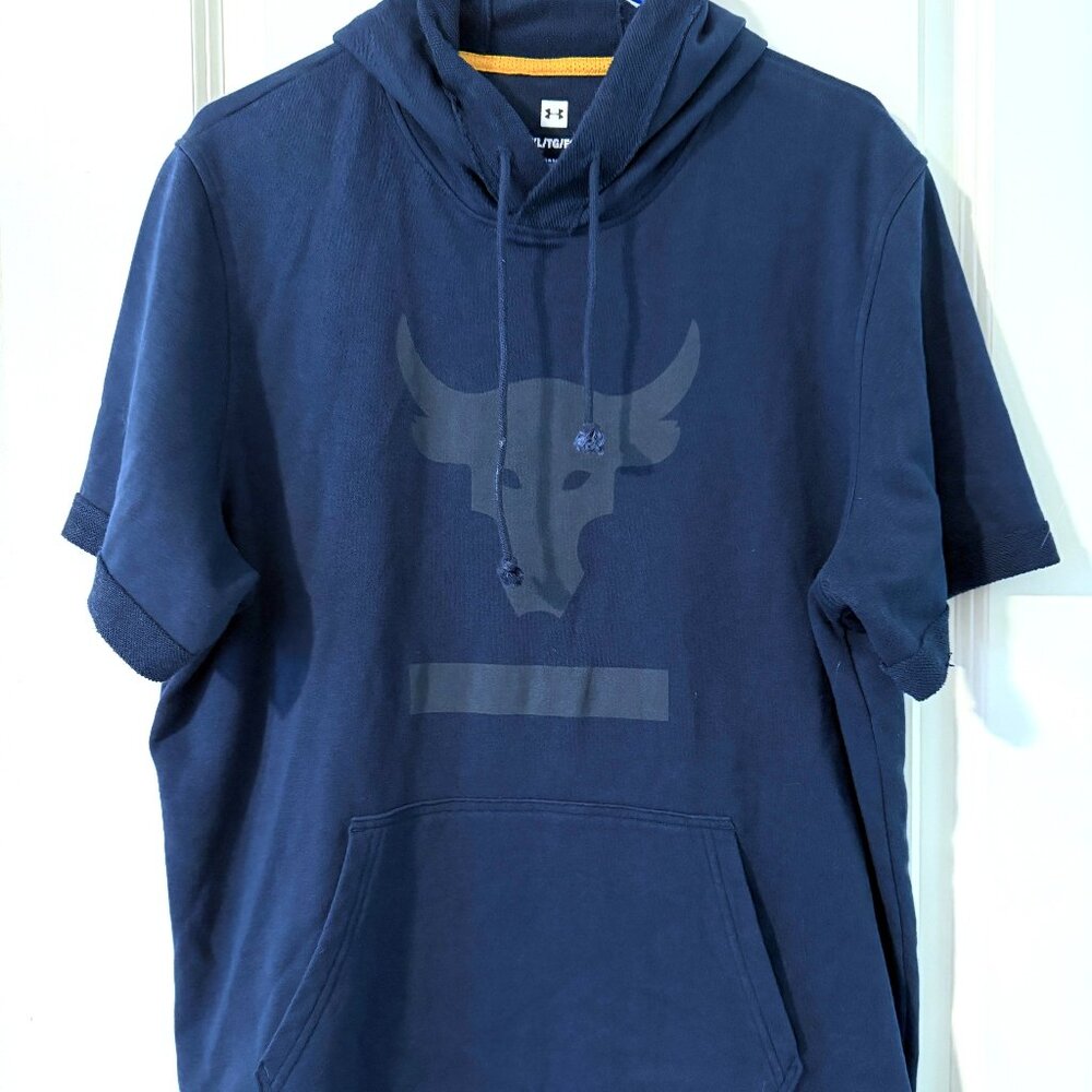 Under Armour x Project Rock Mens Hoodie Short Sleeve Sweatshirt